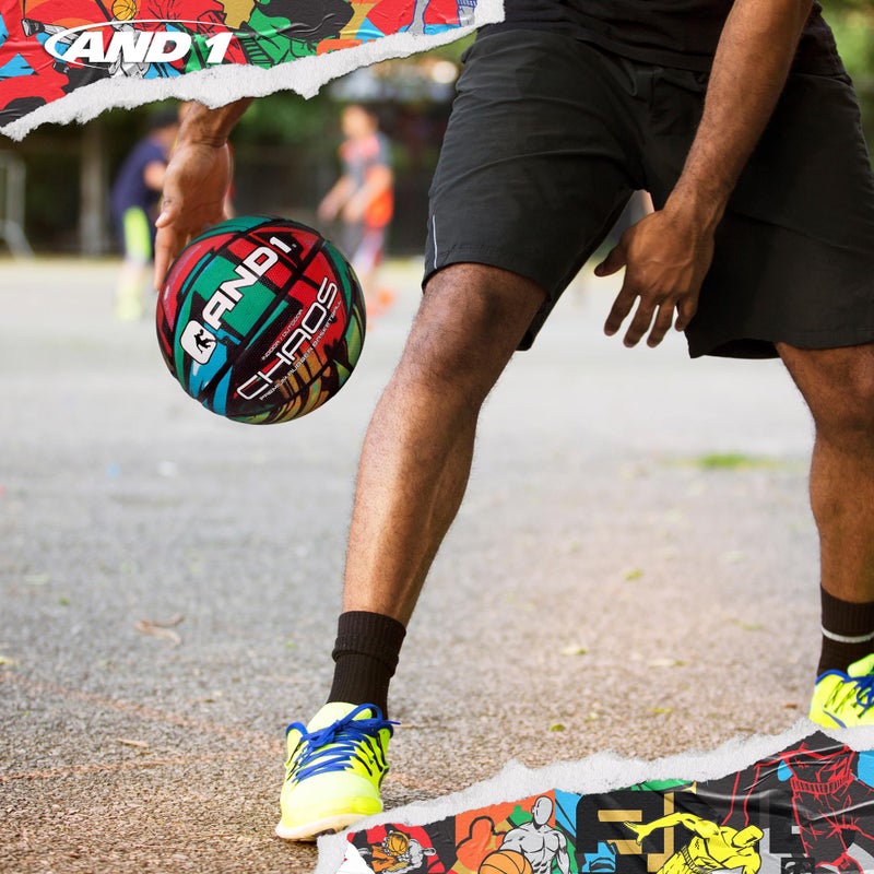 AND1 Chaos Basketball: Official Regulation Size 7 (29.5 inches) Rubber - Deep Channel Construction Streetball, Made for Indoor Outdoor Basketball Games - Image 3